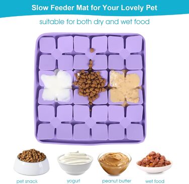 Килимок для собак VOOWO, силіконовий носовий килимок, миска-головоломка для собак, повільний годівник, килимок для нюхання з присосками для маленьких, середніх та великих собак (фіолетовий, маленький)