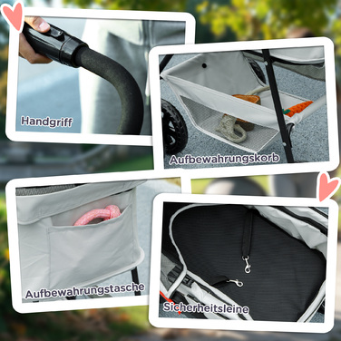 Складна коробка для собак PawHut 3 в 1 Dog Buggy Foldable Dog Box, складна транспортна сумка з підстаканником, Dog Buggy, Котяча коляска з колесами 360° Cat Buggy для міні собак до 4 кг, світло-сірий | Аосом