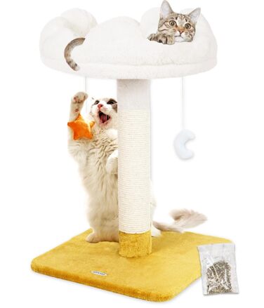 Дряпалка-комплекс для котів Happi N Pets у формі хмаринки з ліжком та іграшками, сизалевий котячий дерево-тур для кошенят та дорослих котів, 71 см