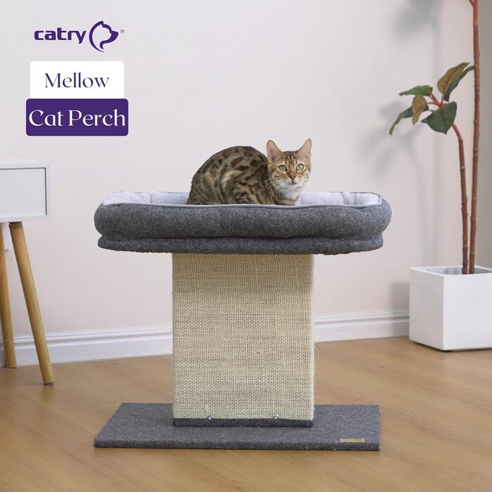 Ліжко для кота Catry з когтеточкою, мінімалістичний дизайн, зручне котяче ліжко та стійкий дряпак, легко збирається, меблі для котів