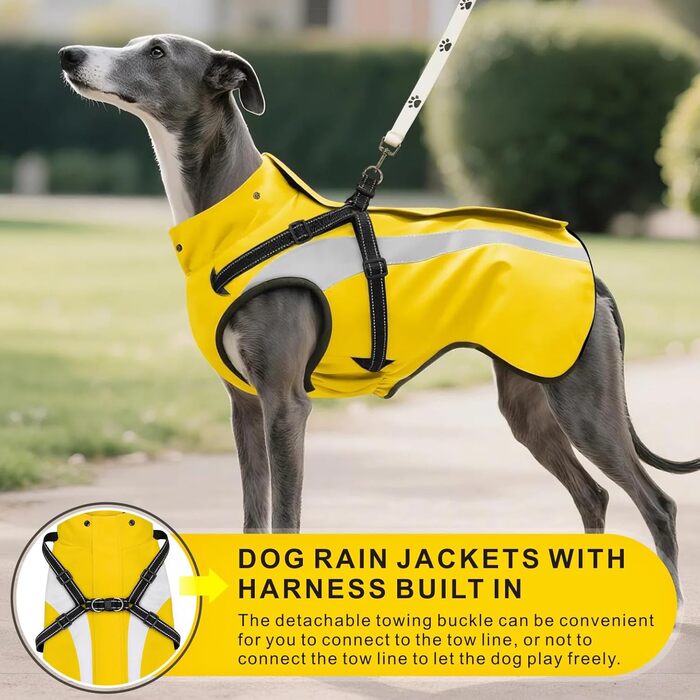Водонепроникний дощовик для собак Oslueidy - дощовик для собак з капюшоном, пончо для маленьких, середніх та великих собак, цуценят S-XXL (Жовтий, M)