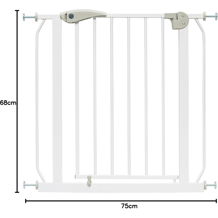 Захист для сходів для дітей Berrien, 58-185 см, сітка-бар'єр, захист від тварин, без свердління, білий, 68-76 см