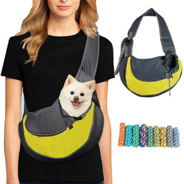 Жовта переносна сумка-переноска для собак та котів (маленьких порід), з регульованим плечовим ременем