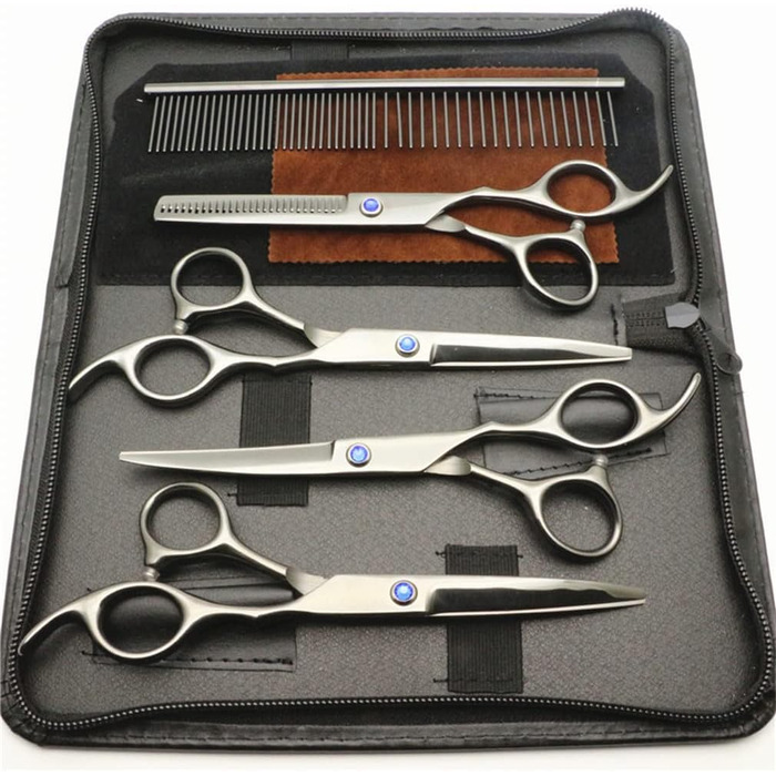 Набір професійних ножиць для грумінгу домашніх тварин, 15 см, нержавіюча сталь, безпечні, гострі, фіолетовий