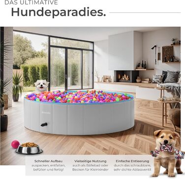 Басейн Tectake® для собак та дітей: надувний, складний, діаметр 120 см