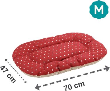 Подушка для собак та котів Baroni Home, 47x70x8 см, двостороння, серця, сірий та бордовий, середній розмір