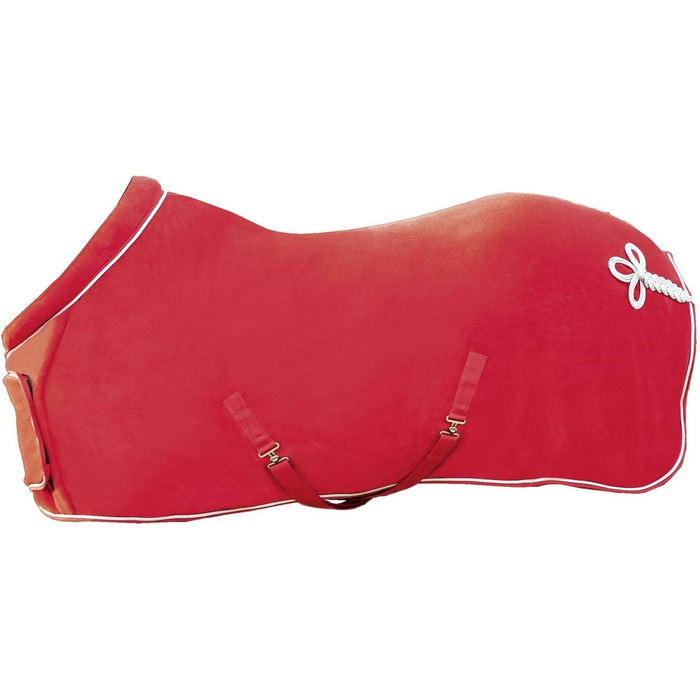 Флісова стібленка для коней HKM 7224 з коміром, стібленка стійлова та виїздна, червона, 145 см