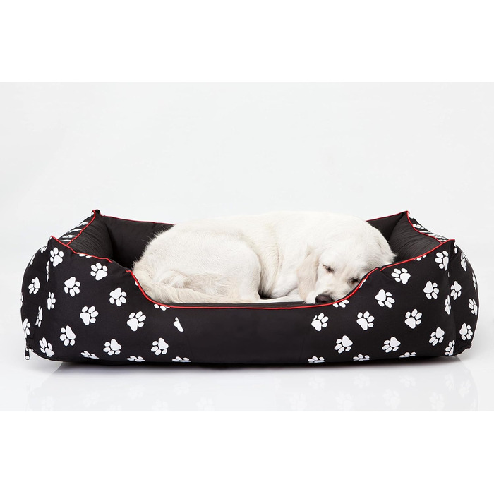 Крісло-ліжко для собак XL 110x90 см, чорне з лапами (L - 60x50 см)