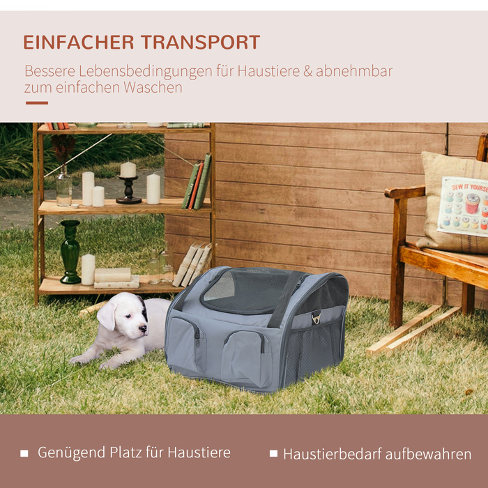 PawHut Dog Crate Автомобільна транспортна коробка Люлька Оксфорд сірий 41x34x30см для безпечної подорожі з собакою