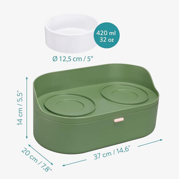 Станція для корму для собак Navaris (2 шт.) - піднятий годівниця для собак, набір мисок для собак, годівниця для собак, бар для корму для собак, блакитний (зелений)