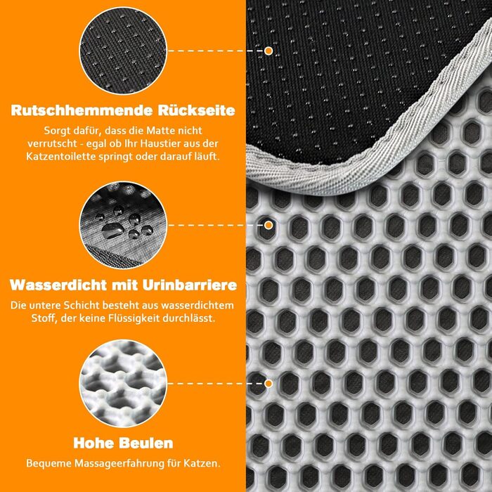 Килимок для котячого туалету Blissstorm Matte 60x90cm з EVA, двошаровий, водонепроникний, антиковзкий, легко миється. Підходить для всіх котів. Колір хакі/рожевий.