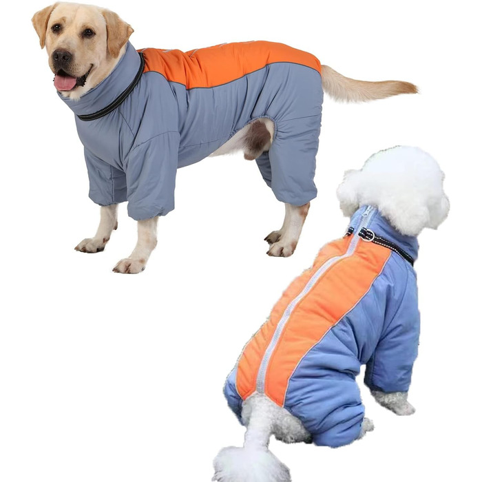 Зимовий теплий пуховик для собак, світловідбиваючий, вітронепроникний, з підкладкою з флісу, водонепроникна куртка для собак з блискавкою та кріпленням для шлейки, HazeBlue, 20