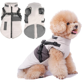 Водонепроникний зимовий одяг для собак, тепла куртка для собак, одяг для собак маленьких, середніх та великих порід, водонепроникний пуловер з безпечними світловідбиваючими смугами (Абрикосовий, M)