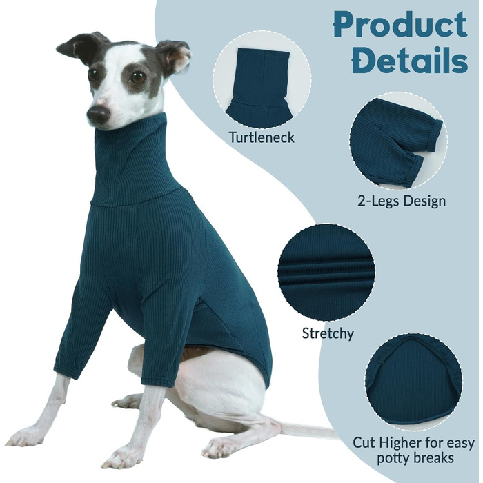 Теплий плед-пуловер для віндхунда (Greyhound) та породистих собак, зимова куртка, блакитний, XXL