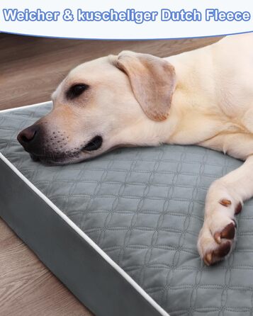 Ортопедичне ліжко для собак KSIIA, великі породи, 104x68x8 см, знімний матрац, миється, сіре