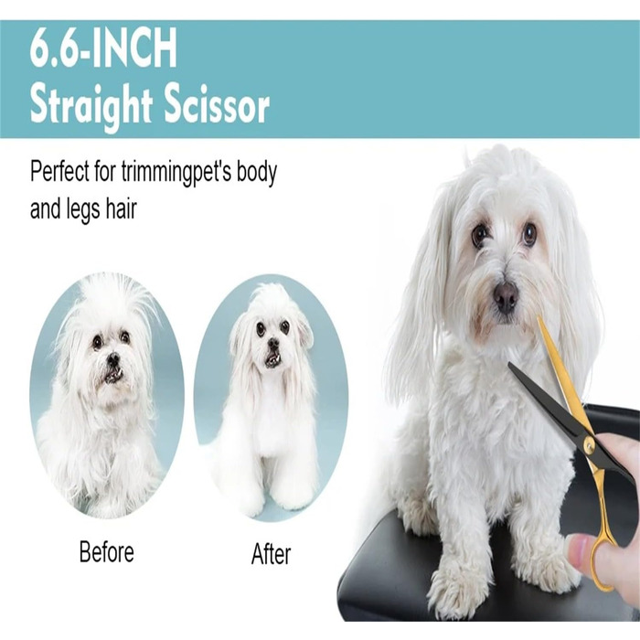 Професійний набір ножиць для собак 6 в 1: 6,6' - ідеально для грумінгу собак, котів та інших тварин. В комплекті: прямі, зубчасті та вигнуті ножиці (чорний + жовтий)