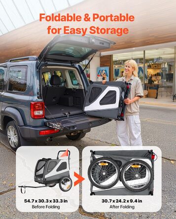 Велосипедний відсік для тварин VEVOR - для маленьких та великих собак, складаний, з колесами