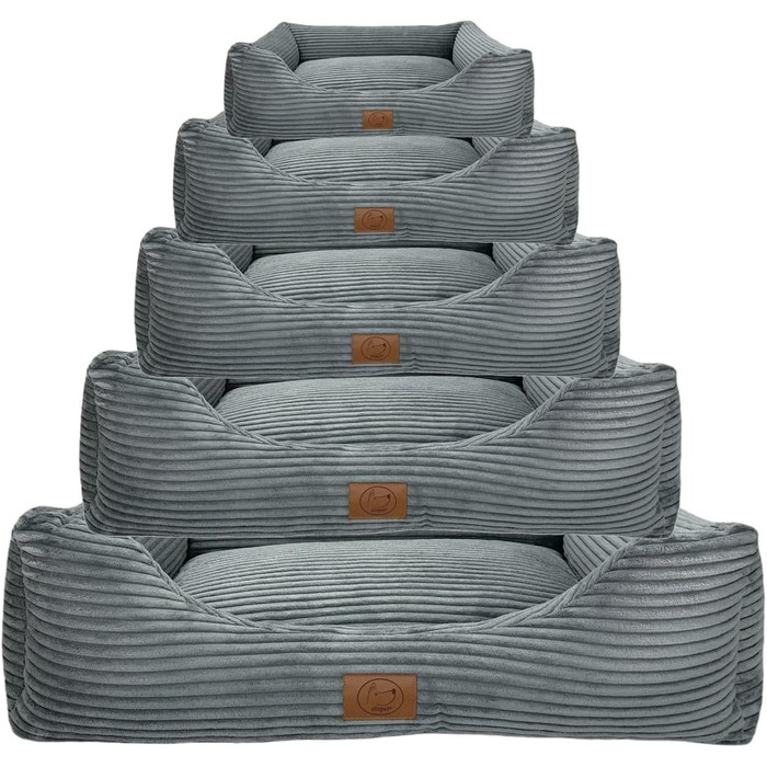 Ортопедичне ліжко для собак Elropet з м'якого корду, кошик для собак, XS/S/M/L/XL, сірий мишачий (120x90x25 см)