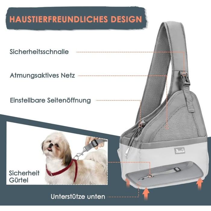Транспортувальна сумка для собак Nasjac: зручна та легка переноска для цуценят та собак до 7 кг (сіра)