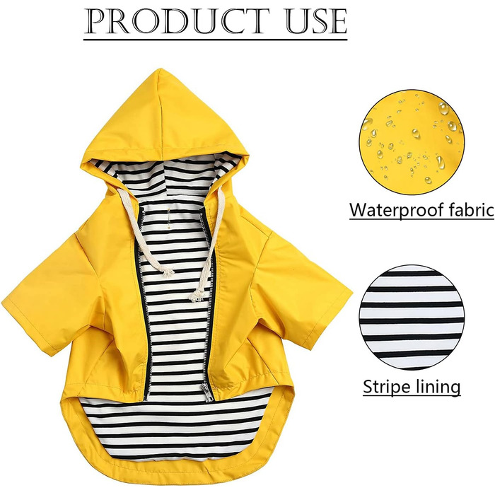 Преміум дощовик для собак Pethiy, водонепроникний дощовик з капюшоном, дощова куртка для собак, жовтий, M