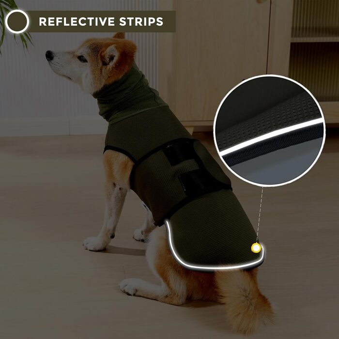 Заспокійливий жилет для собак та котів Dotoner з навушниками, зелений, з відбиваючими смугами