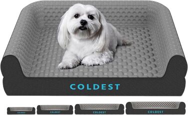 Охолоджувальне ліжко для собак Coldest Cozy, середнє, сіре – знімний та праний чохол, нековзке, для малих і середніх порід