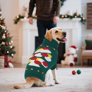 Зелений теплий пуловер для собак на Новий Рік та Різдво - для дрібних порід (Даксель, Ши-тцу, Пудель)
