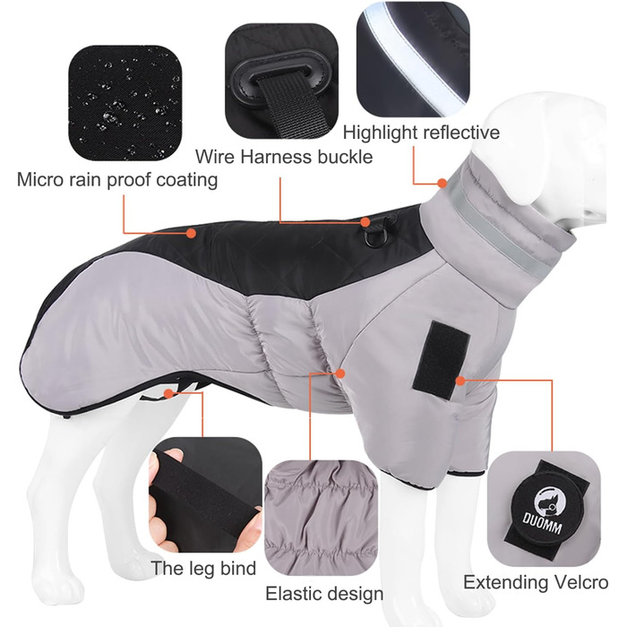 Водонепроникний теплий зимовий одяг для собак середніх та великих порід (5XL, чорний)