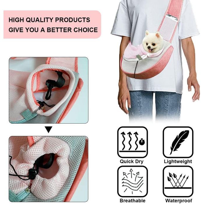 Транспортна сумка для собак та котів FeimaX - дихаюча сітка, для подорожей, рожевий (S)