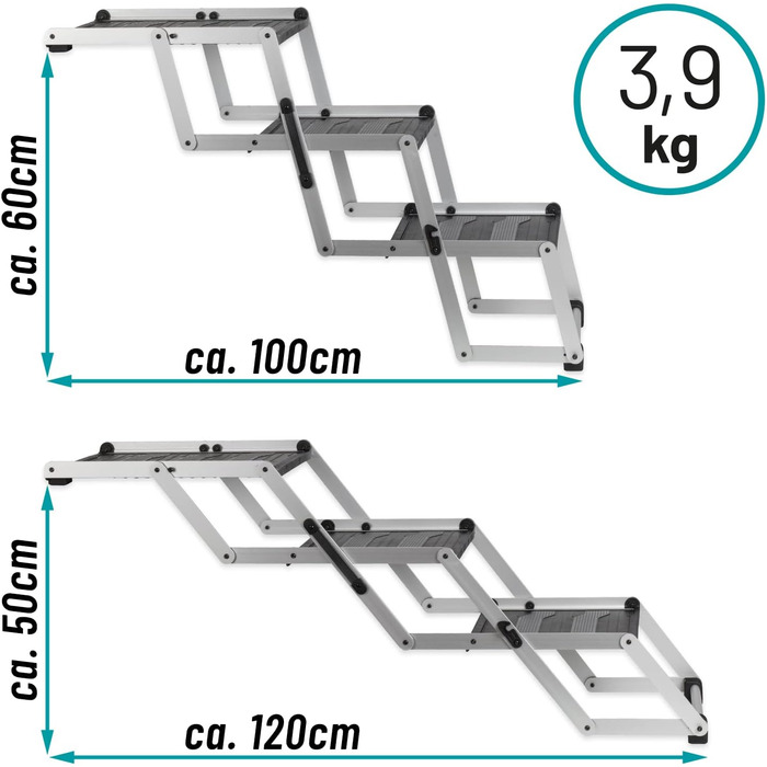 Сходинка для собак VOSS.PET, 3 ступені, алюміній, захисна підстилка