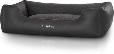 Лягушковий лежак для собак Knuffelwuff Milan, XL, 105 x 75 см, штучна шкіра, чорний, знімний, миючий