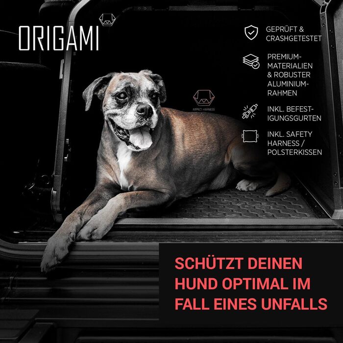 Транспортна переноска для собак 1one1 Origami Medium | Алюмінієва переноска для собак в авто | Складана переноска для собак з тестуванням на авіакатастрофи | Переноска для собак з алюмінію та текстилю до 45 кг