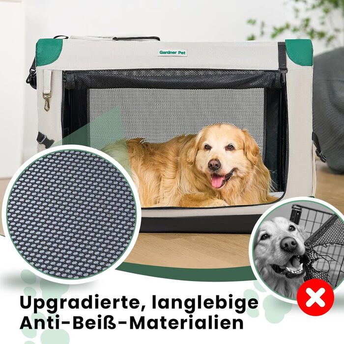 Складана переноска для собак та котів Gardner Pet Hundebox, 66x48x48 см, сіра. Підходить для тварин до 15 кг. З ручками та ковдрою.