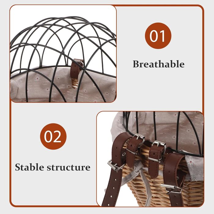 Mikinona Тримач для собак і котів на велосипед, ручної роботи з лози, з ременями, для переднього кріплення