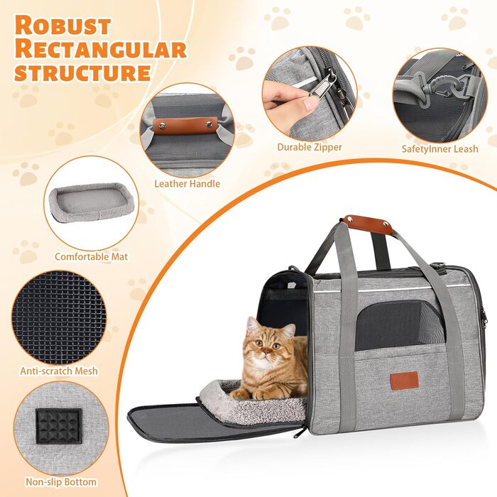 Транспортна сумка для кота/собаки Lociban, складана переноска для тварин до 7 кг, ідеальна для подорожей