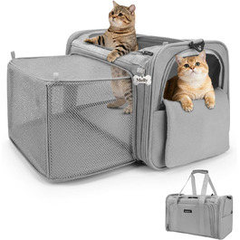 Трансформер для котів MIDOG: м'яка переноска з TSA-сертифікацією, для подорожей літаком, під сидіння, розширюваний об'єм, надійні застібки, оливковий/листяний колір