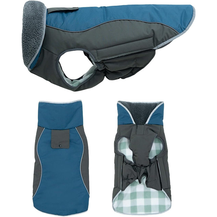 Водонепроникний зимовий одяг для собак - тепла куртка з бавовняним захистом для живота, для малих, середніх та великих собак (Морський, M)