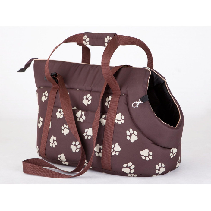 Сумка-переноска DOGGY Hobbydog для собак і котів, 27x25x43 см, коричнева з лапками