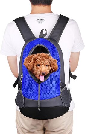 Рюкзак-переноска для собак та котів NHSUNRAY: дихаючий, зручний, з регулюванням та світловідбиваючими смугами (Блакитний)