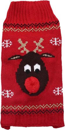 Пуловер для собак на Різдво, кумедний пуловер для собак з мультфільмом оленя, Санти та сніжинками, теплий в'язаний пуловер для собак маленьких, середніх та великих порід, XXS- (110-Green, ) 110-Grün (XS, 111-Schwarz)