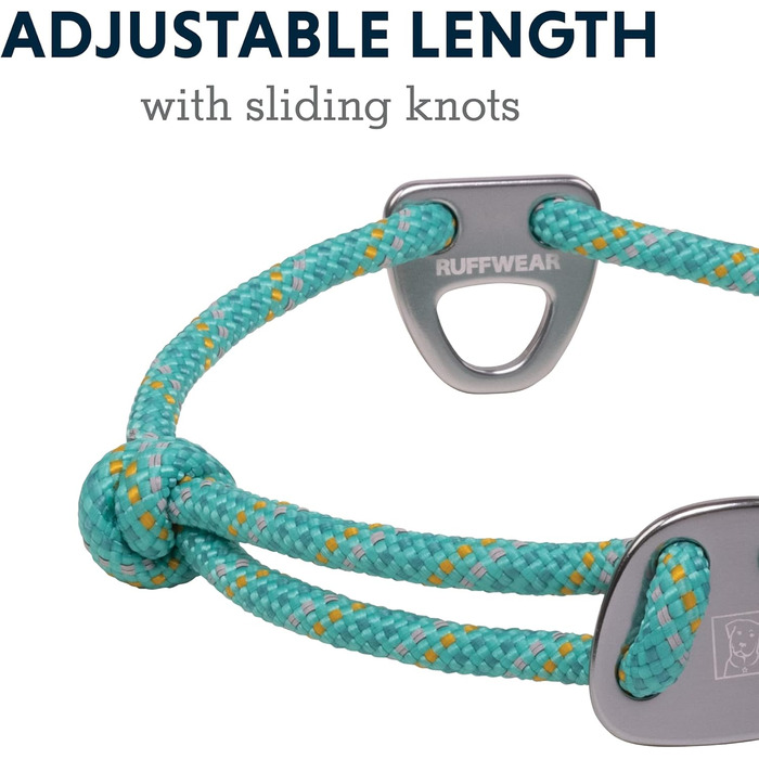 Нашийник для собак RUFFWEAR Knot-a-Collar, світловідбивний, регульований, мотузковий, 51-66 см, бірюзовий