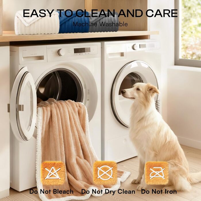 Водонепроникний коврик для собак Luciphia, великий, ультрам'який, заспокійливий, з високим ворсом, фланелевий накид, довговічний та теплий, захист меблів (диван, ліжко), ковдра для тварин, машинне прання, XL (85''x57'') (Warm Caramel, XL(85''x57''))