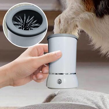 Pawclean Pro: Автоматичний очищувач лап для собак та котів - 360° силіконова щітка, USB, білий/блакитний