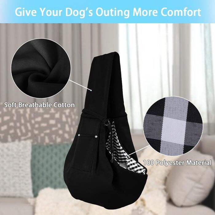 Сумка-переноска для собак до 7,5 кг, чорна. Зручна переноска для вигулу та подорожей