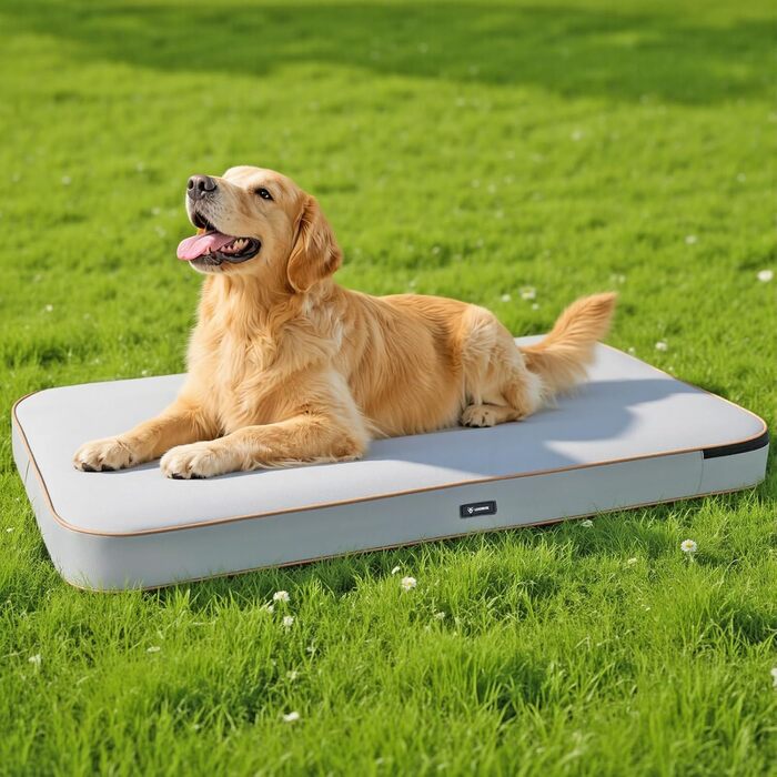 Кругле лежанка для собак Lekereise: водовідштовхувальний, надувний, 126x66x12 см, для середніх та маленьких собак, знімний чохол, для подорожей та саду (сірий), XL