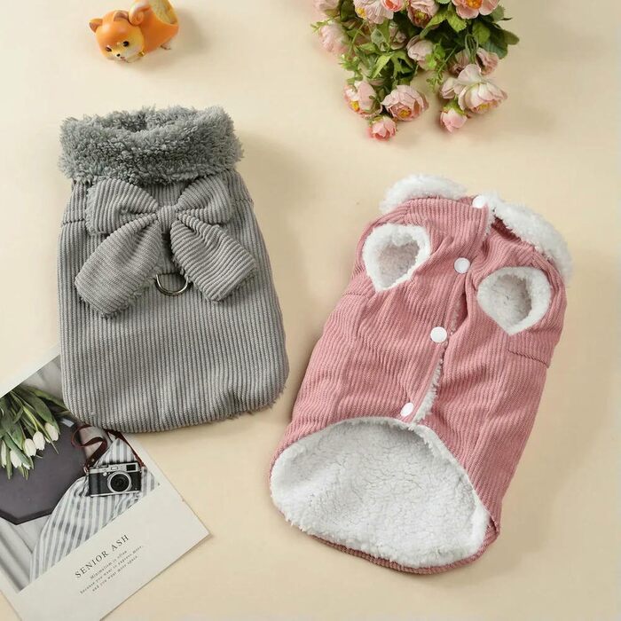 Теплий зимовий одяг для собак: куртка, жилет для дрібних та середніх порід (такса, чихуахуа), рожево-сірий, XXL, XL, рожевий