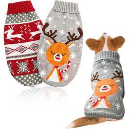 Пуловери для собак та котів на Новий рік, костюми для маленьких собак, 2 шт.