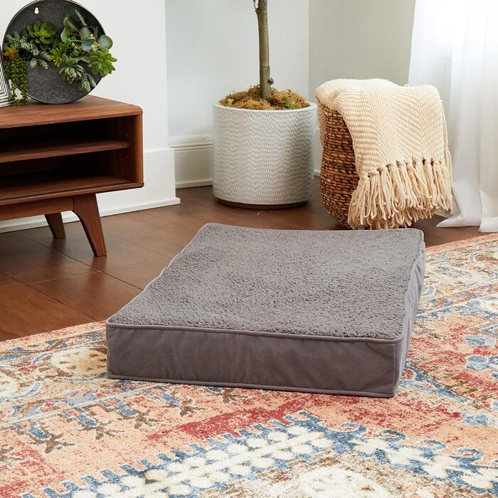 Ортопедичне собаче ліжко Happy Hounds Oscar, прямокутне, з пінополіуретану, розмір M (сірий)