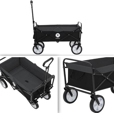 Складаний візок Miweba MB-35 | Вантажопідйомність 120 кг - для дітей, саду, пляжу | Чорний/Темно-сірий