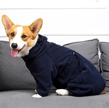 Теплий зимовий халат для собак з флісу з ніжками, для великих, середніх та маленьких порід (Чихуахуа), теплий піжамний халат для собак (Морський, XL)